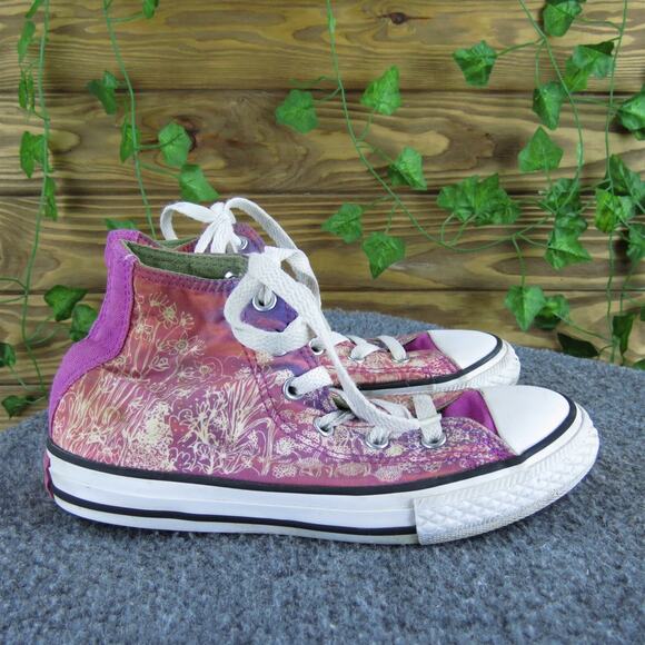 Converse Sneaker‎ Mid Top Girl Y 1 Medium Athletic Pink Fabric Lace Up - Picture 3 of 6